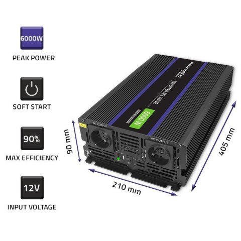 Przetwornica napięcia Monolith 6000 MS Wave | 12V na 230V | 3000/6000W | USB Przetwornica napięcia Monolith 6000 MS Wave | 12V na 230V | 3000/6000W | USB