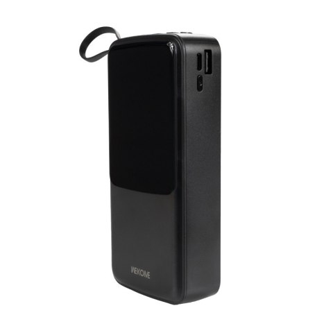 Powerbank 20000 mAh z wbudowanym kablem USB-C / Lightning / Micro USB + USB-A Czarny Powerbank 20000 mAh z wbudowanym kablem USB-C / Lightning / Micro USB + USB-A Czarny