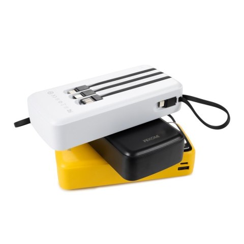 Powerbank 20000 mAh z wbudowanym kablem USB-C / Lightning / Micro USB + USB-A Czarny Powerbank 20000 mAh z wbudowanym kablem USB-C / Lightning / Micro USB + USB-A Czarny