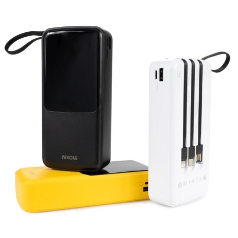 Powerbank 20000 mAh z wbudowanym kablem USB-C / Lightning / Micro USB + USB-A Czarny Powerbank 20000 mAh z wbudowanym kablem USB-C / Lightning / Micro USB + USB-A Czarny