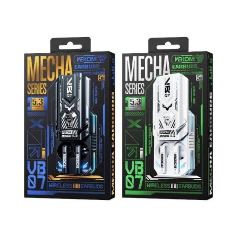 Słuchawki bezprzewodowe VB07 Mecha Series - Bluetooth V5.3 TWS z etui ładującym Białe Słuchawki bezprzewodowe VB07 Mecha Series - Bluetooth V5.3 TWS z etui ładującym Białe