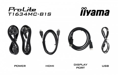 Monitor 15.6 cala T1634MC-B1S IPS,poj.10pkt.450cd,IP65,7H,VGA,HDMI,DP