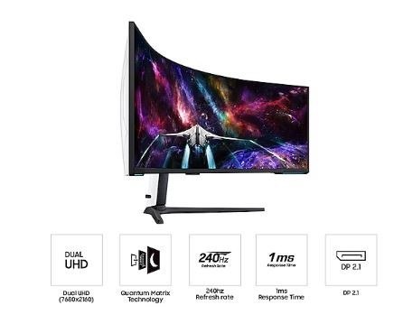 Samsung Monitor 57 cali G95NC VA 7680x2160 DUHD 32:9 3xHDMI 1xDP 2xUSB 3.0 KVM 1ms 240Hz HAS Gaming zakrzywiony 3Yd2d Samsung Monitor 57 cali G95NC VA 7680x2160 DUHD 32:9 3xHDMI 1xDP 2xUSB 3.0 KVM 1ms 240Hz HAS Gaming zakrzywiony 3Yd2d