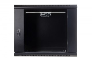 Szafa sieciowa wisząca 19 cali 9U rack 600x600, drzwi szyba, niedzielona, niezłożona, Czarna
