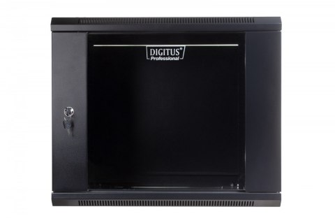 Szafa sieciowa wisząca 19 cali 9U rack 600x600, drzwi szyba, niedzielona, niezłożona, Czarna