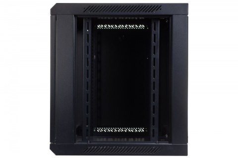 Szafa sieciowa wisząca 19 cali 9U rack 600x600, drzwi szyba, niedzielona, niezłożona, Czarna