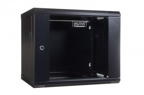 Szafa sieciowa wisząca 19 cali 9U rack 600x600, drzwi szyba, niedzielona, niezłożona, Czarna