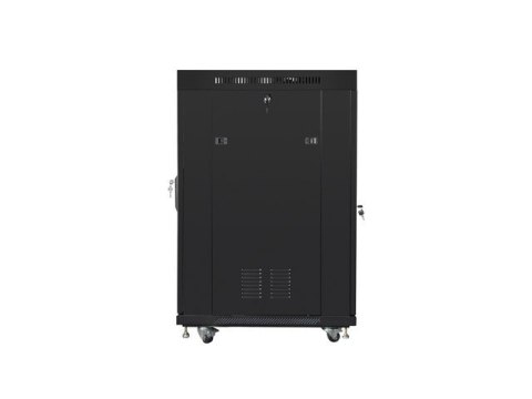 Szafa stojąca 19 cali 22U 600x800 drzwi szklane LCD (flat pack) v2 czarna