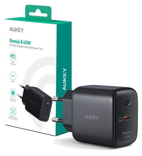 PA-B2T Black Omnia II GaN ładowarka sieciowa 1xUSB-C 45W Power Delivery 3.0 PA-B2T Black Omnia II GaN ładowarka sieciowa 1xUSB-C 45W Power Delivery 3.0