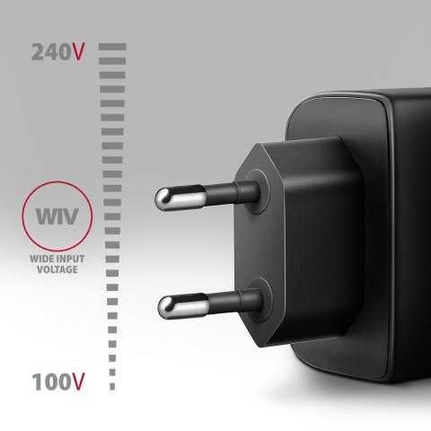 ACU-PQ45 Ładowarka sieciowa 2-port QC3.0,4.0/AFC/FCP/PPS/Apple + PD type-C, 45W, Czarna ACU-PQ45 Ładowarka sieciowa 2-port QC3.0,4.0/AFC/FCP/PPS/Apple + PD type-C, 45W, Czarna