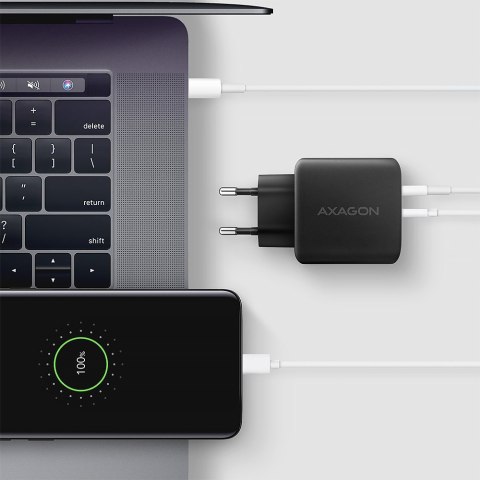 ACU-PQ45 Ładowarka sieciowa 2-port QC3.0,4.0/AFC/FCP/PPS/Apple + PD type-C, 45W, Czarna ACU-PQ45 Ładowarka sieciowa 2-port QC3.0,4.0/AFC/FCP/PPS/Apple + PD type-C, 45W, Czarna