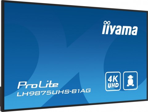 Monitor wielkoformatowy 97.5 cala ProLite LH9875UHS-B1AG 24/7,IPS,ANDROID.11,4K,OPS-PC-SLOT, 2x16W,DAISY.CHAIN,WiFi,500cd/m2