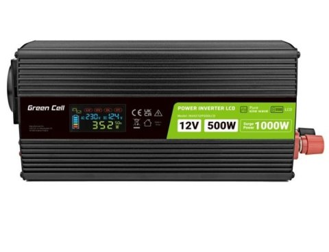 Przetwornica LCD 12V 500W/1000W Czysty sinus z wywietlaczem
