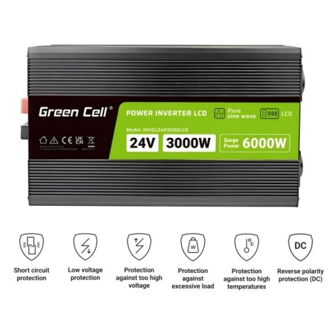 Przetwornica LCD 24V 3000W/6000W Czysty sinus z wywietlaczem Przetwornica LCD 24V 3000W/6000W Czysty sinus z wywietlaczem