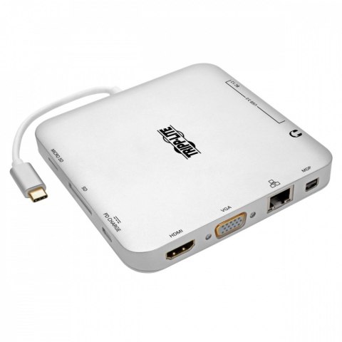 Stacja dokująca USB-C, podwójny wyświetlacz 4K HDMI/mDP, VGA, USB 3.2 Gen 1, koncentrator USB-A/C, GbE, ładowanie PD 60 W U442-D