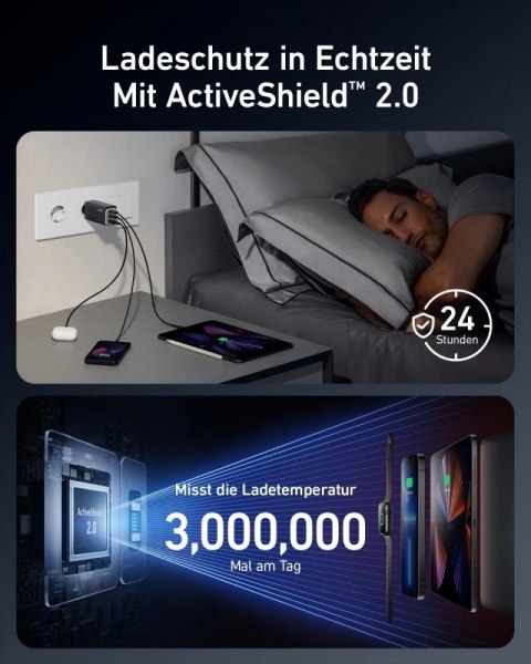 Ładowarka GaN 737 III 2xUSB-C 100 W USB-A 22.5W czarna Ładowarka GaN 737 III 2xUSB-C 100 W USB-A 22.5W czarna