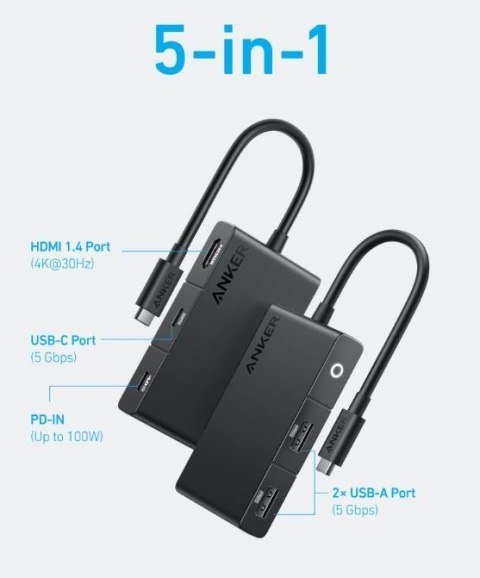 Hub 332 USB-C 5w1 4K HDMI Single Display czarny Hub 332 USB-C 5w1 4K HDMI Single Display czarny