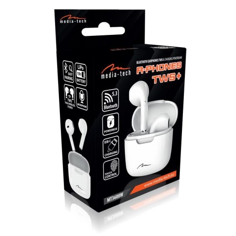 Słuchawki douszne Bluetooth R-PHONES TWS MT3608W (białe) Słuchawki douszne Bluetooth R-PHONES TWS MT3608W (białe)