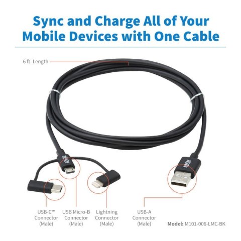USB-A/Lightning USB Micro-B i USB-C 1.8m