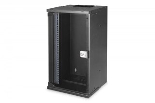 Szafa sieciowa wisząca 10 cali 12U, SOHO PRO 595 x 315 x 300 mm, nośność 60kg, drzwi szyba, niezłożona, Czarna