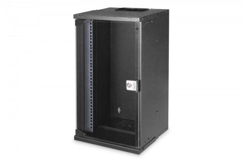 Szafa sieciowa wisząca 10 cali 12U, SOHO PRO 595 x 315 x 300 mm, nośność 60kg, drzwi szyba, niezłożona, Czarna