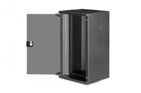 Szafa sieciowa wisząca 10 cali 12U, SOHO PRO 595 x 315 x 300 mm, nośność 60kg, drzwi szyba, niezłożona, Czarna