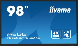 Monitor 97.5 cala ProLite TE9812MIS-B3AG,INFRARED,40pkt,IPS,4K, 24/7, 7H, WiFi,VGA, HDMI, USB-c, Bluetooth,metal,8ms, vesa, głoś