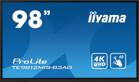 Monitor 97.5 cala ProLite TE9812MIS-B3AG,INFRARED,40pkt,IPS,4K, 24/7, 7H, WiFi,VGA, HDMI, USB-c, Bluetooth,metal,8ms, vesa, głoś