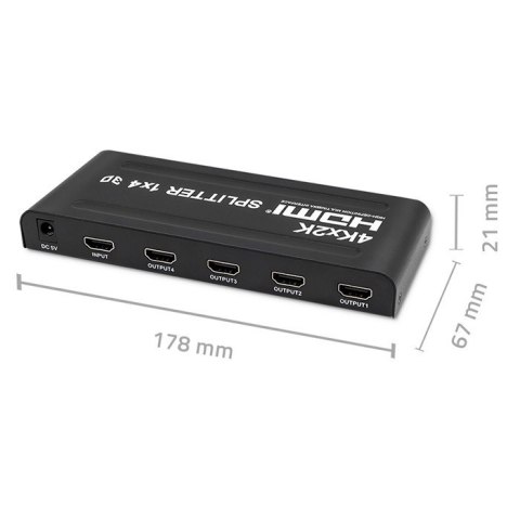 Aktywny rozdzielacz Splitter 4 x HDMI 4K x 2K | 3.4Gb/s Aktywny rozdzielacz Splitter 4 x HDMI 4K x 2K | 3.4Gb/s