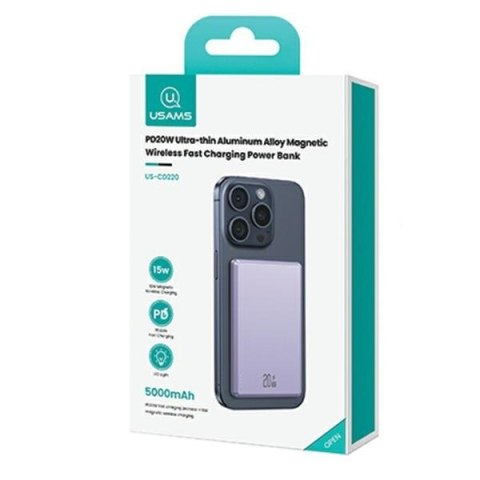 PowerBank indukcyjny 5000mAh MagSafe Fast Charging 20W Fiolet PowerBank indukcyjny 5000mAh MagSafe Fast Charging 20W Fiolet
