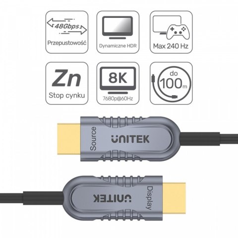 Kabel Optyczny HDMI 2.1 AOC 5m 4K60Hz C11027DGY