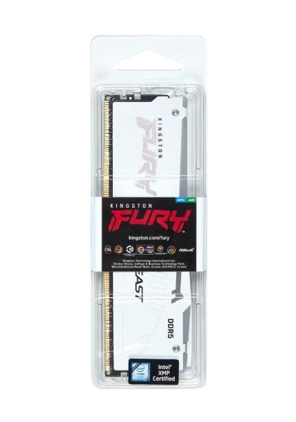 Pamięć DDR5 Fury Beast RGB 16GB(1*16GB)/6400 CL32 biała Pamięć DDR5 Fury Beast RGB 16GB(1*16GB)/6400 CL32 biała