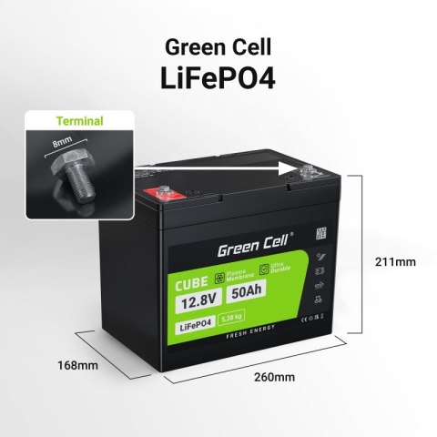 Akumulator CUBE LiFePO4 50Ah 12V/12.8V 640Wh Akumulator CUBE LiFePO4 50Ah 12V/12.8V 640Wh