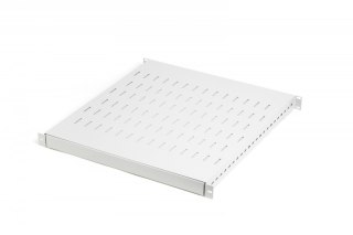 Półka do szaf regulowana 19 cali, 1U, gł. 500-900 mm, nośność 100kg, mocowanie w 4 punktach, szara, śruby w komplecie