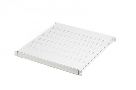 Półka do szaf regulowana 19 cali, 1U, gł. 500-900 mm, nośność 100kg, mocowanie w 4 punktach, szara, śruby w komplecie Półka do szaf regulowana 19 cali, 1U, gł. 500-900 mm, nośność 100kg, mocowanie w 4 punktach, szara, śruby w komplecie
