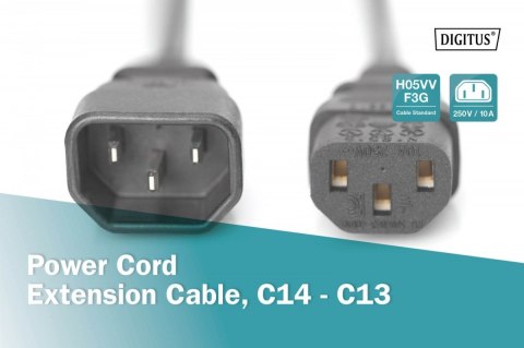 Kabel przedłużający zasilający Typ IEC C14/IEC C13 M/Ż czarny 5m Kabel przedłużający zasilający Typ IEC C14/IEC C13 M/Ż czarny 5m