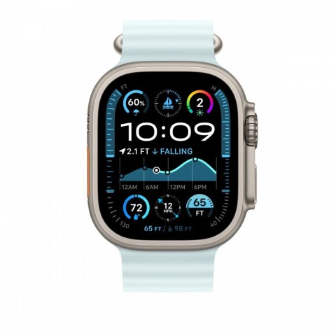 Przedłużka do paska Ocean w kolorze mroźnego błękitu do koperty 49 mm - elementy z tytanu w kolorze naturalnym