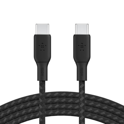 Kabel w oplocie USB-C do USB-C 100W 2m czarny