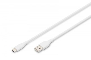 Kabel połączeniowy silikonowy USB-A - USB-C, USB 2.0 60W, 1m Biały