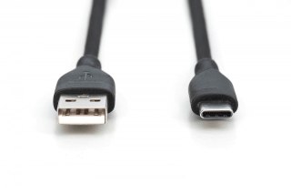 Kabel połączeniowy silikonowy USB-A - USB-C, USB 2.0 60W, 2m Czarny