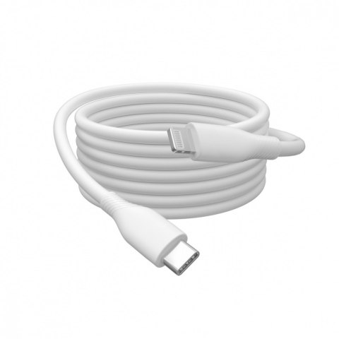 Kabel połączeniowy silikonowy USB-C - Lightning, USB 2.0 60W, certyfikat MFI, 0,5m Biały