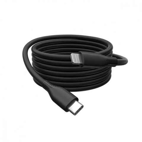 Kabel połączeniowy silikonowy USB-C - Lightning, USB 2.0 60W, certyfikat MFI, 0,5m Czarny