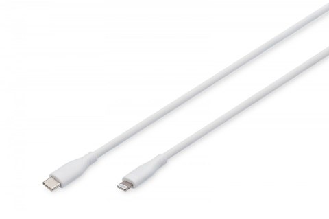 Kabel połączeniowy silikonowy USB-C - Lightning, USB 2.0 60W, certyfikat MFI, 1m Biały
