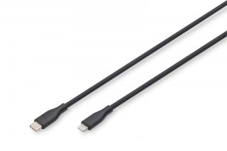 Kabel połączeniowy silikonowy USB-C - Lightning, USB 2.0 60W, certyfikat MFI, 2m Czarny