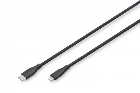 Kabel połączeniowy silikonowy USB-C - Lightning, USB 2.0 60W, certyfikat MFI, 2m Czarny