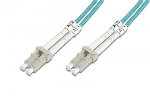 Patch cord światłowodowy FO LC-LC MM 50/125 OM3 duplex LSOH 15m Turkusowy Patch cord światłowodowy FO LC-LC MM 50/125 OM3 duplex LSOH 15m Turkusowy