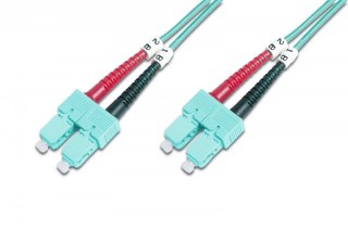 Patch cord światłowodowy FO SC-SC MM 50/125 OM3 duplex LSOH 1m, turkusowy