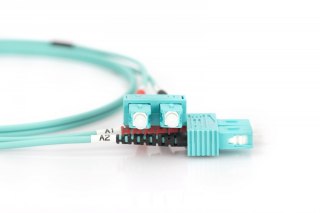 Patch cord światłowodowy FO SC-SC MM 50/125 OM3 duplex LSOH 1m, turkusowy