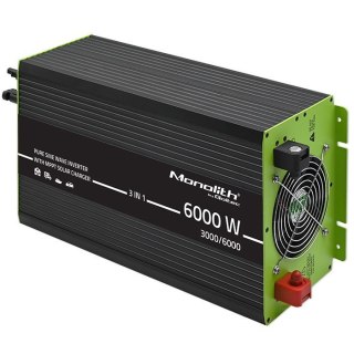 Przetwornica solarna 3w1 z funkcją ładowania AC | MPPT | UPS | ATS | 3000W | 6000W | 12V na 230V | Czysty Sinus