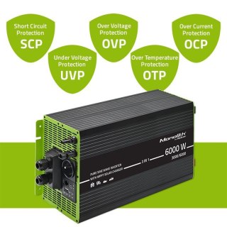 Przetwornica solarna 3w1 z funkcją ładowania AC | MPPT | UPS | ATS | 3000W | 6000W | 12V na 230V | Czysty Sinus